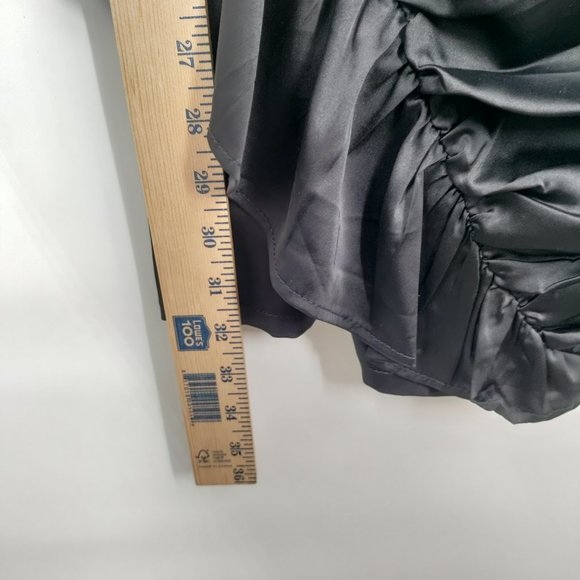 Forever 21 Satin Ruched Mini Dress Black, Medium - Picture 8 of 11
